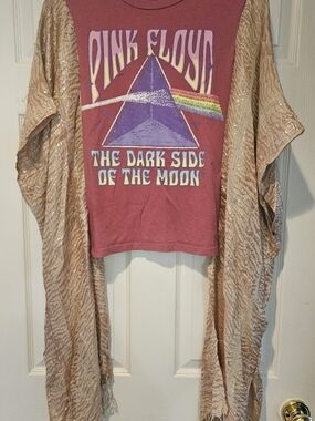 Upcycled Mix And Match Vintage TShirt Poncho Pink Floyd